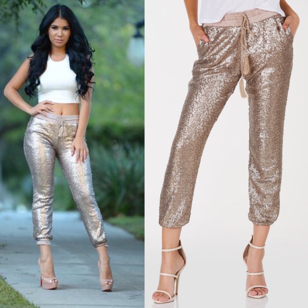 EVIE Sequin Joggers - SILVER - Picture 7 of 7